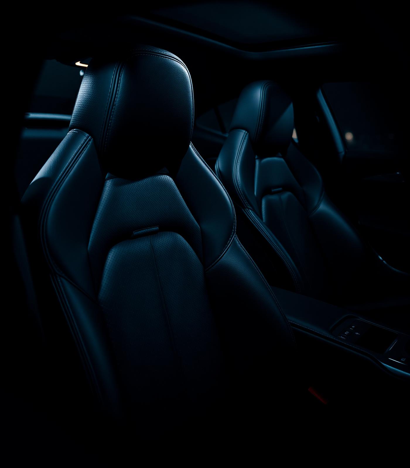 Detailed dark leather interior